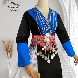 Hmong dress for women, Vintage ethnic dress, Hmong Hill tribe Handmade outfit, Traditional costume in the north of Vietnam image 3
