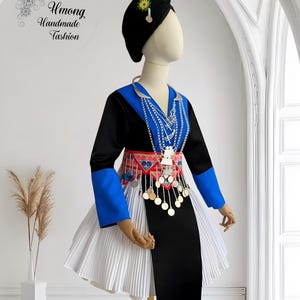 Hmong dress for women, Vintage ethnic dress, Hmong Hill tribe Handmade outfit, Traditional costume in the north of Vietnam image 4