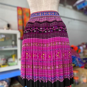 Hmong skirt vintage / Handmade Hill tribe skirt / Ethnic costume /  Brocade skirt by Hmong woman in the north of Vietnam