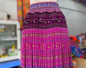 Hmong skirt vintage / Handmade Hill tribe skirt / Ethnic costume /  Brocade skirt by Hmong woman in the north of Vietnam