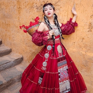 Hmong dress for women, embroidered Hmong clothes, Hmong Hill tribe Handmade outfit, Hmong Modern costume