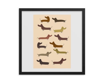 Dachshund Framed Dog Print Dachshund Lover Gift Wiener Dog Art Pet Portrait Wall Art Dachshund Unique Art Sausage Dog Wall Framed Art