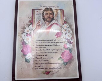 Jesus Ten Commandments | Jesus 10 Commandments | Vintage 10 Commandments | Ten Commandments Plauqe