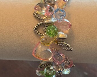 Pulsera de corazón de cristal con cuentas: cuentas brillantes y coloridas