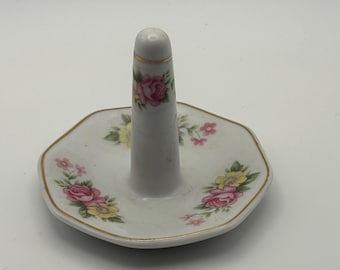 Vintage Porcelain Ring Holder | Porcelain Ring Holder | Floral and Gold Ring Holder | Vintage Ring Holder