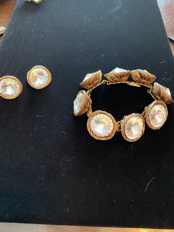 Vintage Gold Spun Earrings and Bracelet