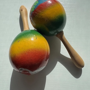 Handmade Vintage Painted Maracas