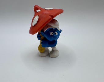 Vintage Grouchy Smurf | Grouchy Smurf | Grouchy Smurf under Mushroom | Mushroom Smurf | Vintage Smurf