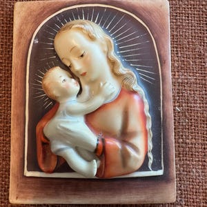 Vintage Madonna and Child | Madonna and Child Plaque | Vintage Plaque Madonna and Child