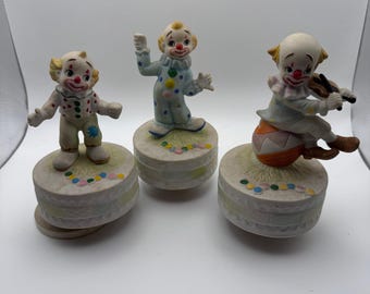 Porcelain Musical Clowns | Music Box Clowns | Porcelain Clowns | Porcelain Music Box Clowns | Musical Clowns | Vintage Musical Clowns