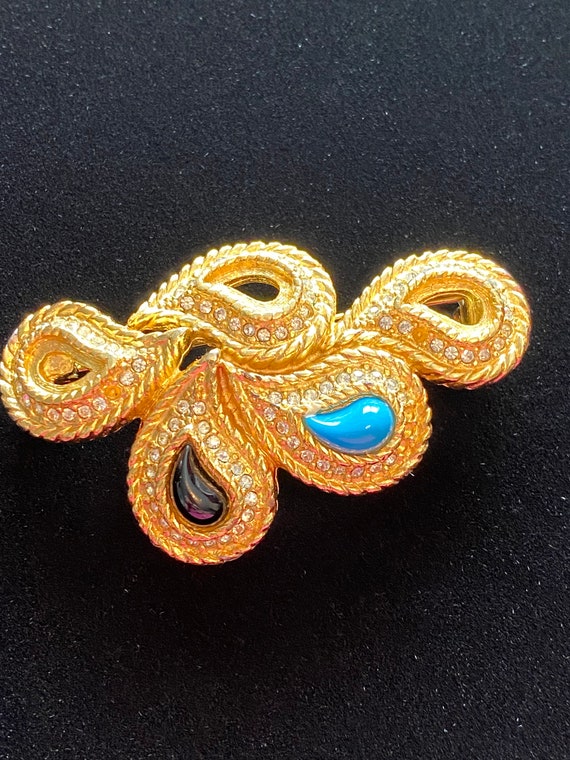 Christian Dior Vintage Brooch Turquoise Germany S… - image 1