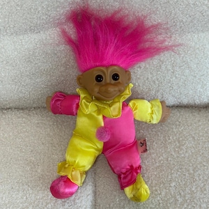 Vintage Russ Berrie Troll Doll | Vintage Troll Doll with Pink Hair | Troll with Pink Hair | Clown Troll | Vintage Troll | Pink Troll
