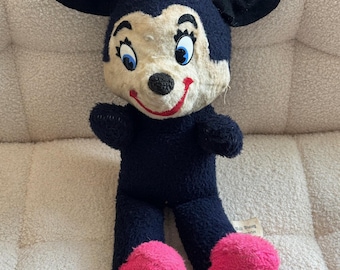 Vintage Plush Minnie Mouse | 1940s Minnie Mouse Plush | Vintage Minnie Mouse Plush | Walt Disney Minnie Mouse Plush | Vintage Minnie Mouse