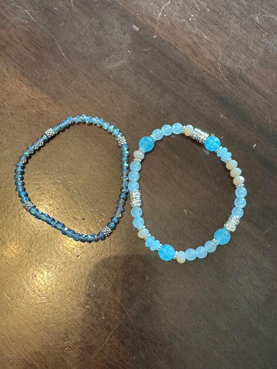 Teal Beaded Stackable Bracelets - image 2