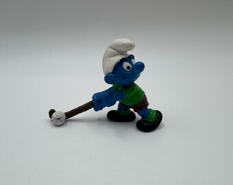 Vintage Field Hockey Smurf | Field Hockey Smurf | Vintage Smurf Figurine | Field Hockey Smurf Figurine