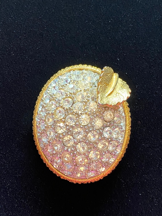 Vintage Oval Rhinestone Brooch - image 1