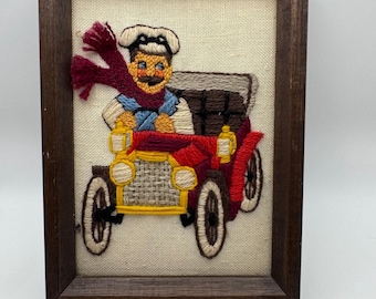 Vintage Off to the Races Cross Stich | Off to the Races | Framed Cross Stich | Vintage Framed Cross Stich | Vintage Off to the Races