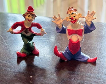 Figuras vintage de payasos diminutos - Juego de 2