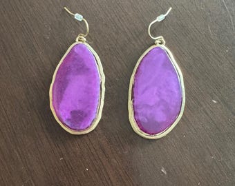 Pendientes colgantes de piedra morada