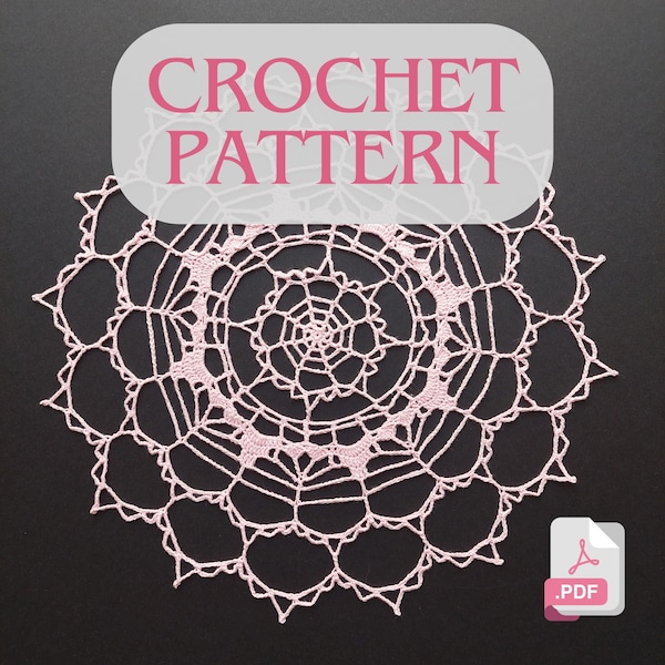 PDF Doily crochet pattern for beginners Ø11 inch Written instructions with photo Placemat Home decor Lace doilies Easy pattern