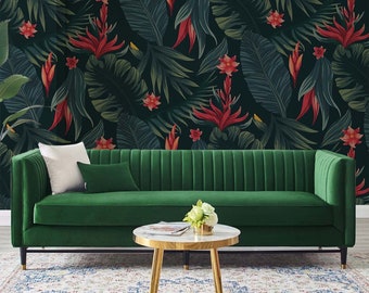 Big Banana Leaf Wallpaper - Tropical Leaves Wallpaper - Living Room Wall Mural - Peel and Stick Wallpaper