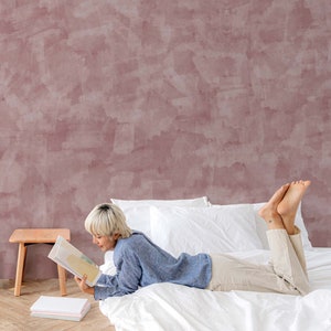 Pink Ombre Wall Mural - Watercolor Brush Textured Wallpaper - Pink Monochrome Wallpaper - Peel and Stick Wallpaper