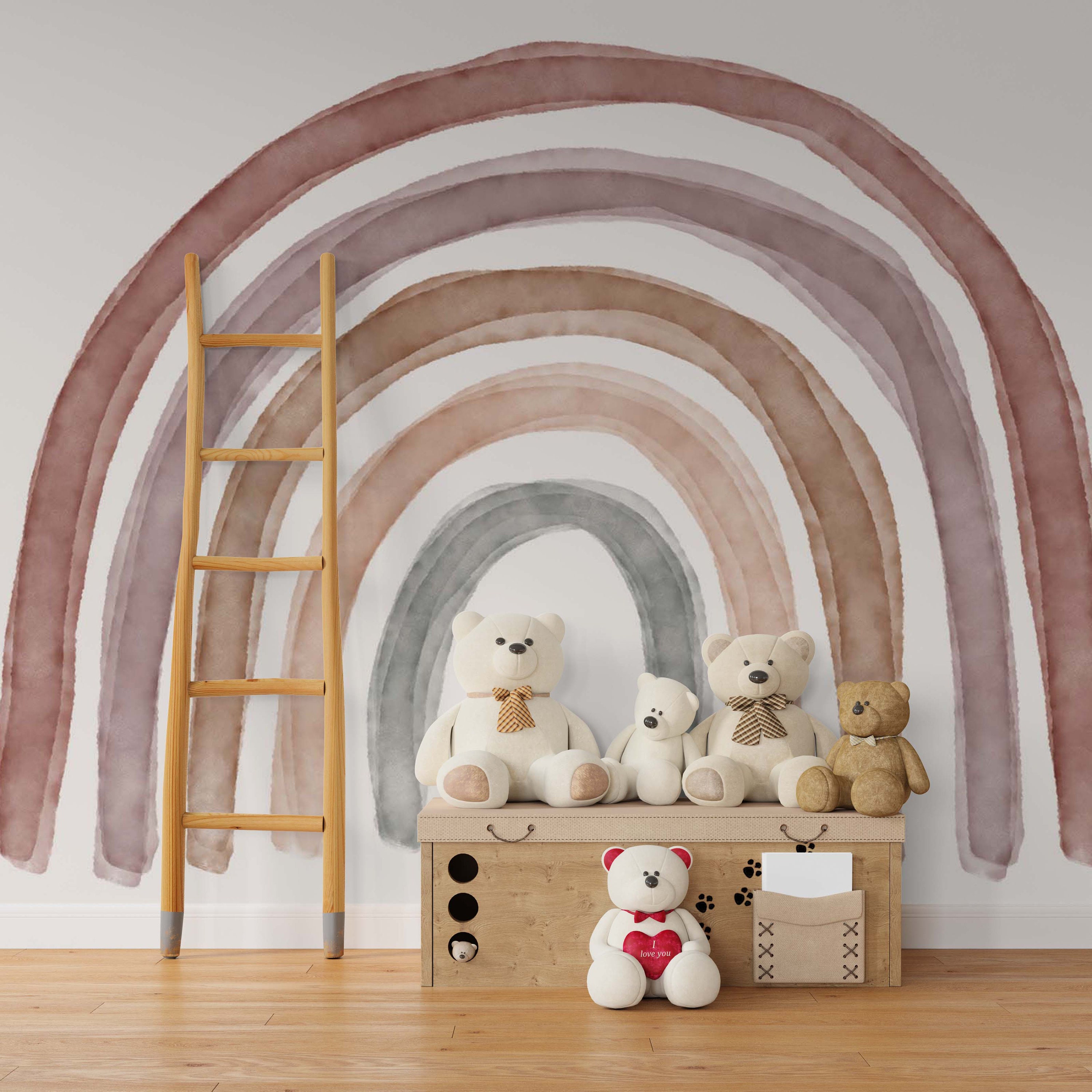 Watercolor Rainbow Wallpaper for Nursery - Scandinavian Kids Room Wall ...