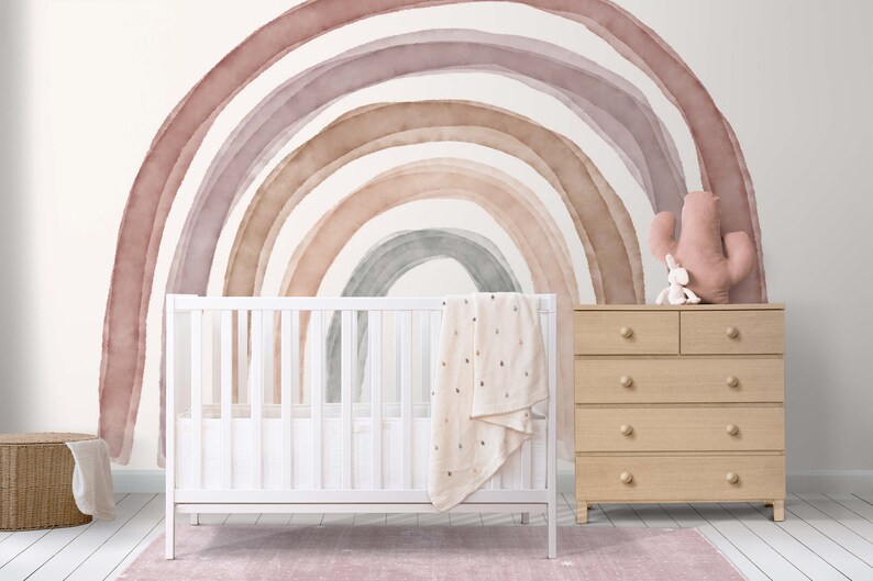 Watercolor Rainbow Wallpaper for Nursery Scandinavian Kids - Etsy
