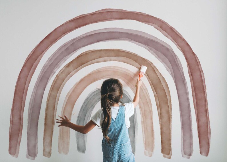 Watercolor Rainbow Wallpaper for Nursery Scandinavian Kids - Etsy