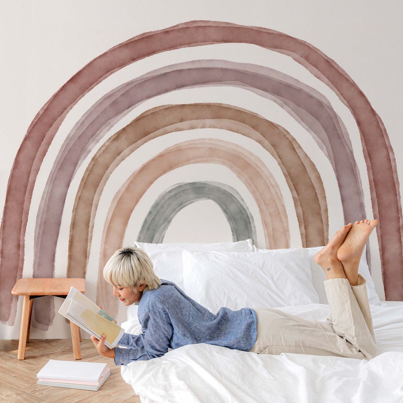 Watercolor Rainbow Wallpaper for Nursery Scandinavian Kids - Etsy