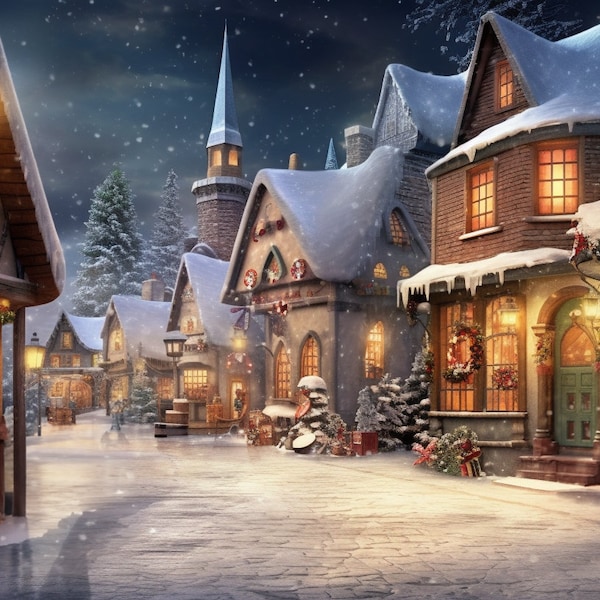 Christmas Village Backdrop - Etsy