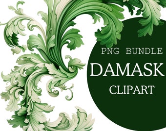 Digital Baroque FLORAL CLIPART Bundle – Damask Clipart - Vintage Pattern PNG - Floral Design - Digital Download for Crafts
