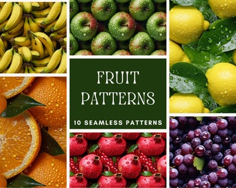 Realistic Fruit & Vegetable Seamless Pattern: Photo Print Fabric (PNG Digital Download)
