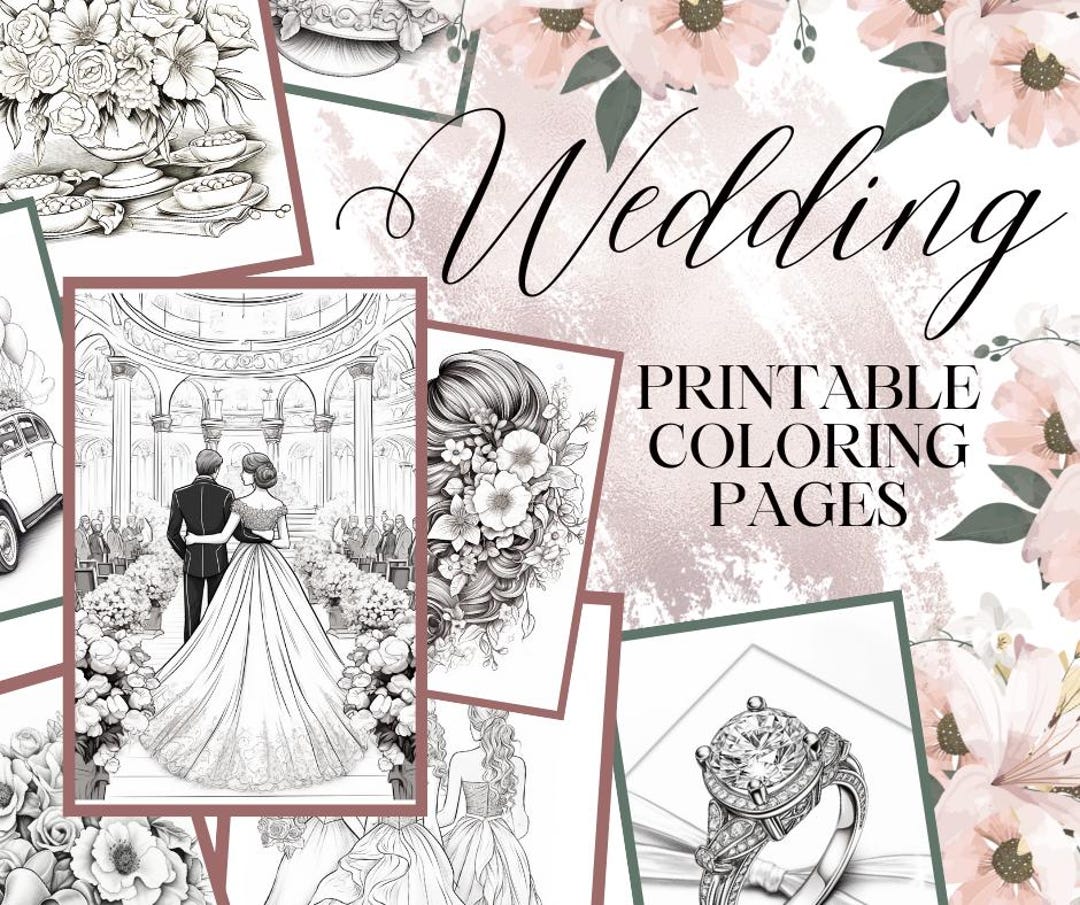 WEDDING Coloring Pages, BRIDAL Coloring Book, Instant Download ...