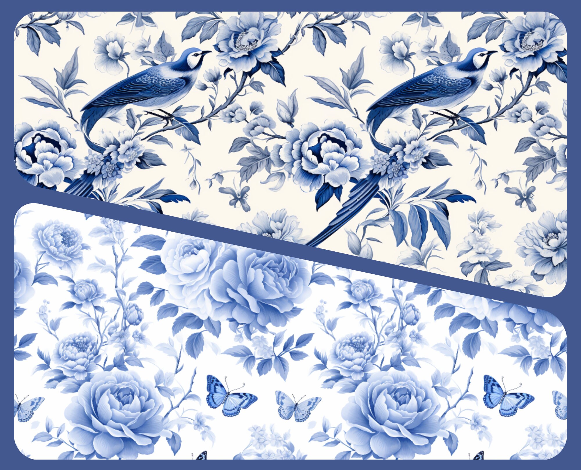 Vintage Chinoiserie Floral Patterns: Seamless PNG Bundle (commercial ...