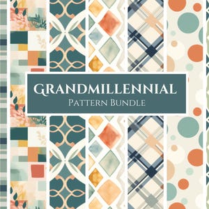 Grandmillennial nahtloses Muster - Pastell Vintages digitales Papier - Scrapbooking und Journaling - Vintage-Stil - Retro-kommerzielle Nutzung