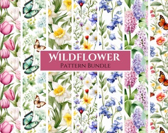 Spring Wildflower Seamless Pattern: Floral Digital Paper (PNG)