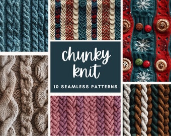 Chunky Knit Christmas Sweater Seamless Pattern (Digital Download)