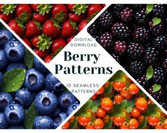 Berry Fruit Photo Design Pattern: Seamless PNG Files (Digital Download)