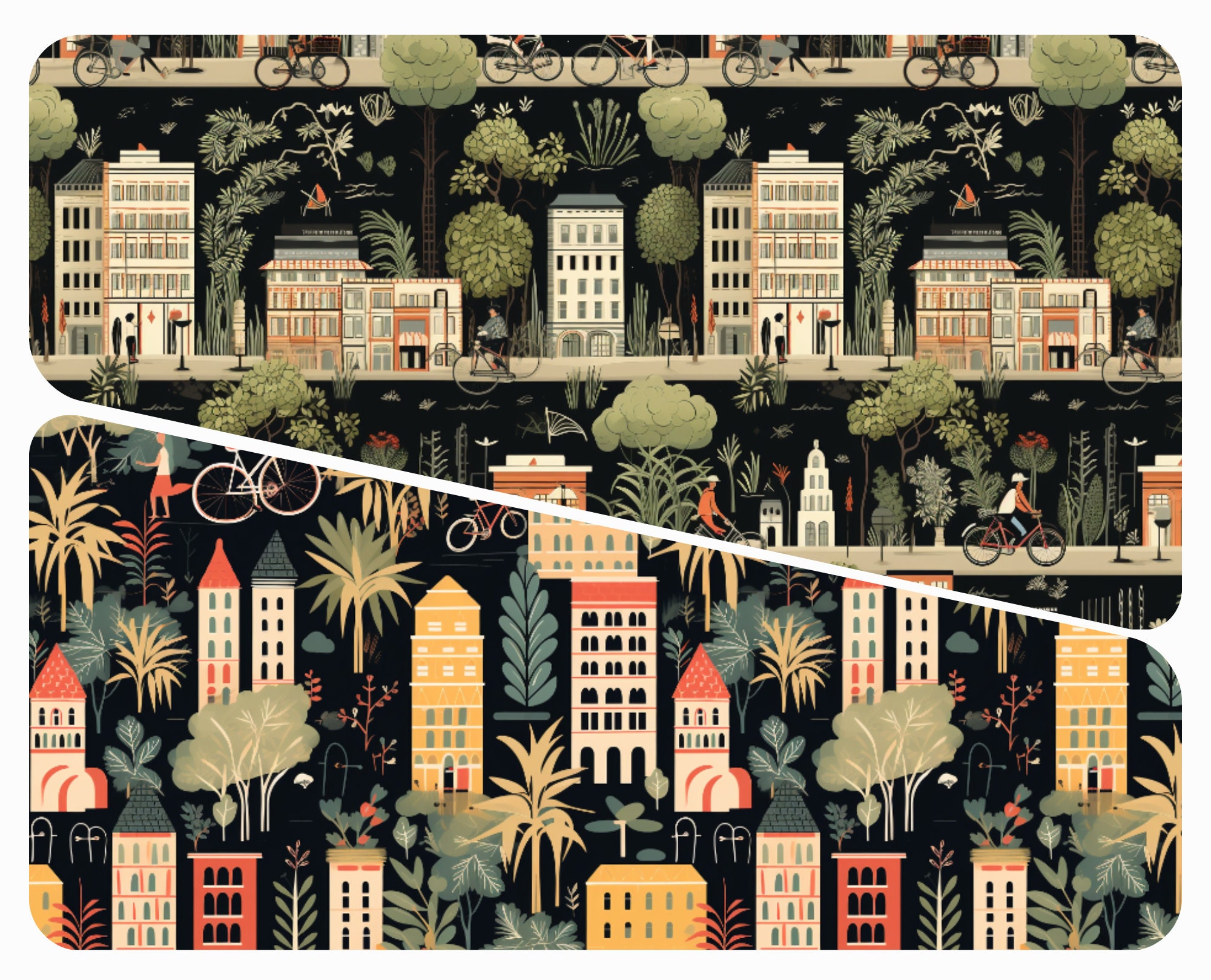 Printable VINTAGE Urban JUNGLE PATTERNS in Minimalist, Hand Drawn Style ...
