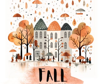 Paquete de imágenes prediseñadas de otoño: Ilustraciones PNG minimalistas dibujadas a mano (uso comercial)