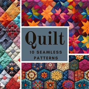 Oma QUADRATISCHES druckbares Schrottbuchmuster in zwei Zip-Dateien – Quilt strukturiertes nahtloses Muster, kommerzielle Nutzung