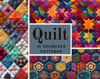 Granny Square Quilt Pattern: Textured Seamless Design (PNG Digital Download)