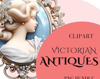 Victorian Antiques PNG CLIPART BUNDLE, Commercial Use Vintage Png Digital Images
