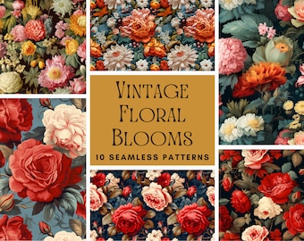 Vintage bloemmotief: naadloze botanische bloemen (digitale download)