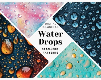 Patrones sin costuras de gotas de agua: Papel para álbumes de recortes (impresión digital con píxeles)