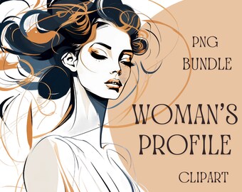 Imágenes Prediseñadas de perfil de MUJER RETRO: Paquete de patrones de varios estilos imprimibles en formato png