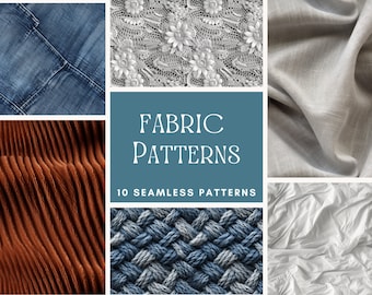 Denim & Fabric Seamless Patterns: Commercial Use (Digital Download)