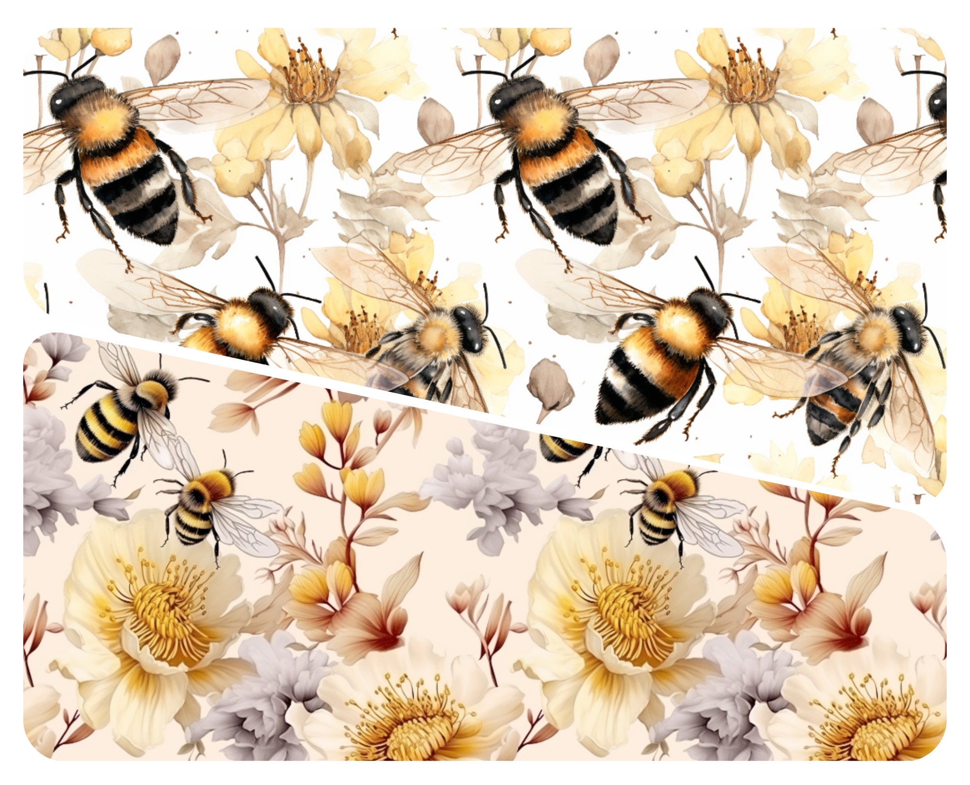 Printable Watercolor BEE SEAMLESS PATTERN for Bee Lover – Botanical ...