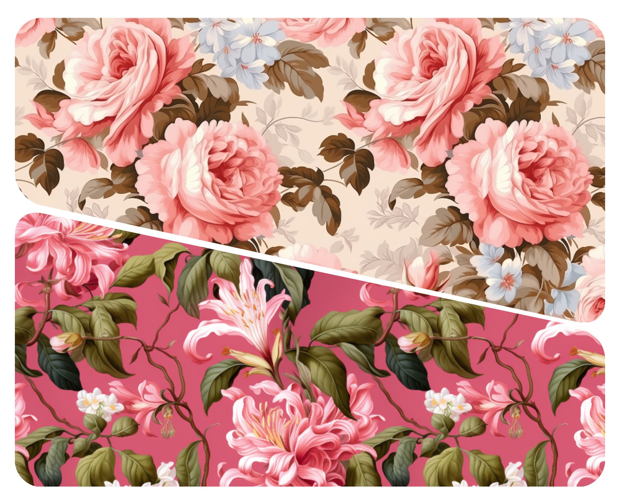 Foral Paper Pattern BOTANICAL Digital FLORAL Paper PATTERN, Instant Download & Commercial ...